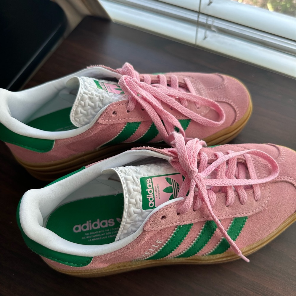 Adidas Pink and Green Gazelle Bold